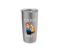 Womens Girls Rosie The Riveter Pro Union Thug Gobelet isotherme en acier inoxydable double paroi