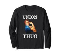 Womens Girls Rosie The Riveter Pro Union Thug Manche Longue