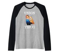 Womens Girls Rosie The Riveter Pro Union Thug Manche Raglan