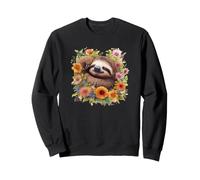 Womens Girls Sleeping Nap Floral Flowers Baby Sloth Lover Sweatshirt