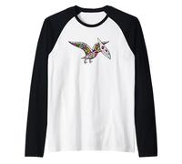 Womens Girls Sugar Skull Muertos Pterodactyl Pterosaur Lover Manche Raglan