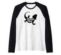 Womens Girls Tiny Dinosaur Beardie Mom Bearded Dragon Lover Manche Raglan