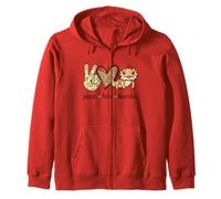 Womens & Girls Tiny Dinosaur Peace Love Bearded Dragon Lover Sweat à Capuche