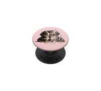 Womens Girls Two Black & Blue Merle Aussie Puppy Dog Lover PopSockets PopGrip Adhésif