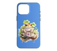 Womens Girls Watercolor Cottagecore Clover Frog Lover Coque pour iPhone 16 Pro Max