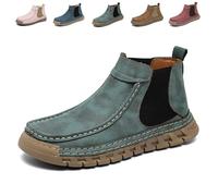 Women's Handmade Non-Slip Orthopedic Shoes Lightweight Comfortable Elasticity Slip on Mid Top Hiking Ankle Boots(Green,41 EU)