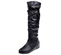 Women's High Boots Ladies Flat Low Heel Riding Casual Boots Winter Warm Long Boots Shoes Fashion Knee High Boot Gray EU35 (Black EU43)