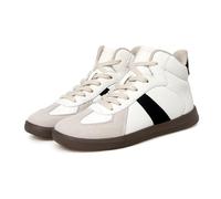 Women's High - Top Sneakers, Warm Faux Fur Lined Casual Shoes with Color Block Design, Comfortable Lace - Up Fashion Sneakers for Winter (Beige-B,41)