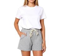 Women's High Waisted Linen Shorts Summer Casual Drawstring Waist Loose Fit Beach Pants with Pockets for Ladies Girls Holiday Travel