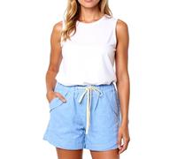 Women's High Waisted Linen Shorts Summer Casual Drawstring Waist Loose Fit Beach Pants with Pockets for Ladies Girls Holiday Travel