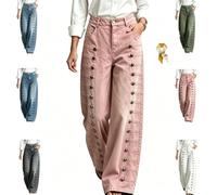 Women's High Waisted Wide Leg Jeans,Double Side Button Strap Wide Leg Pants | Wide Leg Baggy Jeans with Double Side Metal Button,Straight Leg Denim,Y2K Streetwear Trousers with Pockets,Fall Daily