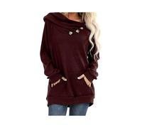Women's Hoodie Knit Sweater Long Sleeve Top Solid Pullover