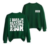 Womens Hospice Nurse Sweatshirt I Work in Heaven's Waiting Room Shirt Registered Nurse Week Graphic Pullover Tops