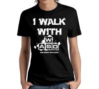 Womens I Walk with WASD Cool Tee Black Manches Courtes(Small)