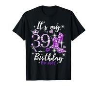 Womens It’s My 39th Birthday Queen Est 1987 39 Years Old T-Shirt
