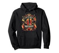 Womens It’s My 41st Birthday Red Rose Crown 41 Years Old Sweat à Capuche