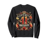 Womens It’s My 41st Birthday Red Rose Crown 41 Years Old Sweatshirt