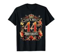 Womens It’s My 44th Birthday Red Rose Crown 44 Years Old T-Shirt