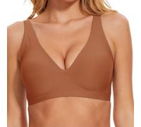 Womens Jelly Wireless Bra Leopard Print Deep V Push Up Seamless Full Coverage Supportive Sports Bras for Everyday Wear (Coffee,TTG)