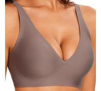 Womens Jelly Wireless Bra Leopard Print Deep V Push Up Seamless Full Coverage Supportive Sports Bras for Everyday Wear (Grey-A,Moyen)