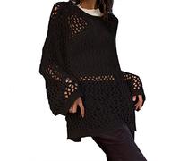 Womens Jumpers Hollow Out Oversized Sweater Long Sleeve Printing Punk Sweaters Ripped Knitted Goth Top Streetwear Soft Sweater Lightweight Sweatshirt Pullover Tops Fall Clothes B-180