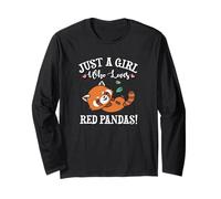 Womens Kawaii Cartoon Just A Girl Who Loves Red Pandas Lover Manche Longue