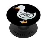 Womens Kids Funny No Thoughts Just Vibes Duck Lover PopSockets PopGrip Adhésif