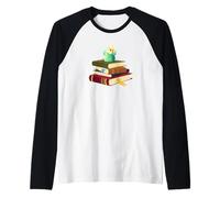 Womens Kids Girls Reading Books Happy Parakeet Lover Manche Raglan