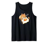 Womens Kids Kawaii Egg Toast Napping Orange Tabby Cat Lover Débardeur