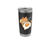 Womens Kids Kawaii Egg Toast Napping Orange Tabby Cat Lover Gobelet isotherme en acier inoxydable double paroi