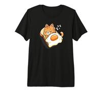 Womens Kids Kawaii Egg Toast Napping Orange Tabby Cat Lover T-Shirt Haut de Gamme