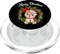 Womens Kids Merry Christmas Santa Wreath Pomeranian Lover PopSockets PopGrip pour MagSafe