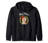 Womens Kids Merry Christmas Santa Wreath Pomeranian Lover Sweat à Capuche