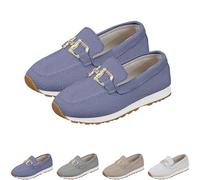 Women's Knit Slip on Loafers Casual Comfortable Orthopedic Sneaker Business Office Loafers Non-Slip Shoes Lightweight Platform Fashion Retro Shoes (Blue,40)