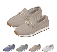 Women's Knit Slip on Loafers Casual Comfortable Orthopedic Sneaker Business Office Loafers Non-Slip Shoes Lightweight Platform Fashion Retro Shoes (Khaki,37)