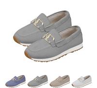Women's Knit Slip on Loafers Casual Comfortable Orthopedic Sneaker Business Office Loafers Non-Slip Shoes Lightweight Platform Fashion Retro Shoes (Gray,36)