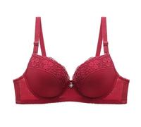 Women's Lace Push Up Bra,Fashion Sexy Plus Size Floral Underwire Breathable Comfort Soft Cup Everyday Bra(Red,38/85BC)