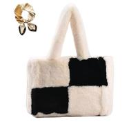 Women's Large Capacity Plush Tote Bag, Soft Autumn Winter Top Handle Shoulder Bags, Fall Versatile Cozy Small Handbag