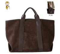 Women's Large Capacity Suede Tote Bag,Vintage Top Handle Handbag,Casual Soft Faux Leather Satchel Bags Commute Shoulder (Coffee)