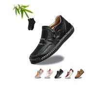 Women's Leathe Mocassins à enfiler pour femme en cuir faits à la main - Chaussures orthopédiques confortables - Légères et douces - Style décontracté - Pour conduite en plein air - Avec fermeture