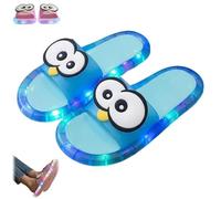 Women's LED Light up Slipper,Big Eyes Comfort Light-Up Sandal for Indoor House,Open Toe Non Slip Slipper (Blue, Adulte, Femme, 44, Numérique (intervalle), Système Taille Chaussures EU, 45, Moyen)