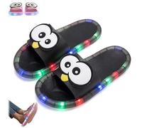 Women's LED Light up Slipper,Big Eyes Comfort Light-Up Sandal for Indoor House,Open Toe Non Slip Slipper (Black, Adulte, Femme, 40, Numérique (intervalle), Système Taille Chaussures EU, 41, Moyen)