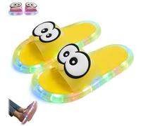 Women's LED Light up Slipper,Big Eyes Comfort Light-Up Sandal for Indoor House,Open Toe Non Slip Slipper (Yellow, Adulte, Femme, 36, Numérique (intervalle), Système Taille Chaussures EU, 37, Moyen)