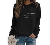 Womens Let Me Tell You About My Jesus Sweatshirts Christian Letter Graphic Pullover Long Sleeve Lightweight Tops