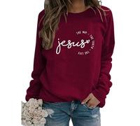 Womens Let Me Tell You About My Jesus Sweatshirts Christian Letter Graphic Pullover Long Sleeve Lightweight Tops