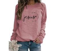 Womens Let Me Tell You About My Jesus Sweatshirts Christian Letter Graphic Pullover Long Sleeve Lightweight Tops