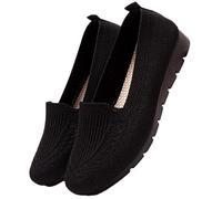 Women's Lightweight Knitted Loafers, Soft Sole Slip-Resistant Mom Orthopedic Loafers for Women Casual Home (Black,41)
