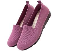 Women's Lightweight Knitted Loafers, Soft Sole Slip-Resistant Mom Orthopedic Loafers for Women Casual Home (Purple,44)