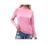 Women's Long Sleeve Mock Neck T-Shirt Solid Color Basic Top Casual Slim Fit Tee Soft Stretch Fabric Fall Winter Layering Piece for Daily Wear
