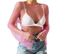 Women's Long Sleeve Round Neck Top Lace Blouse Casual Shirt Elegant Clothing Sexy See Through Wedding Floral Tops Sheer Chic Transparent FêTe éLéGante Clubwear Dentelle SoiréE Blouses